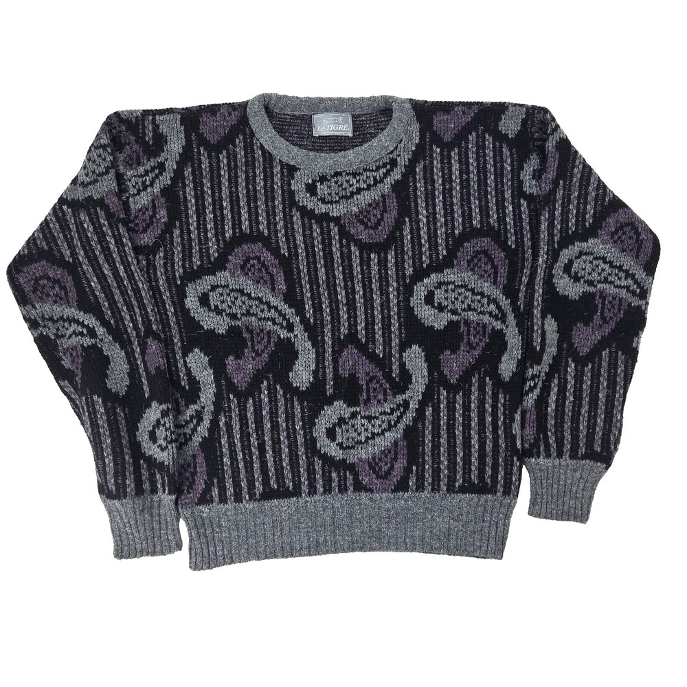 VTG Mens Grandpa Le Tigre Sweater Sz Small Paisley Design USA Made 90s